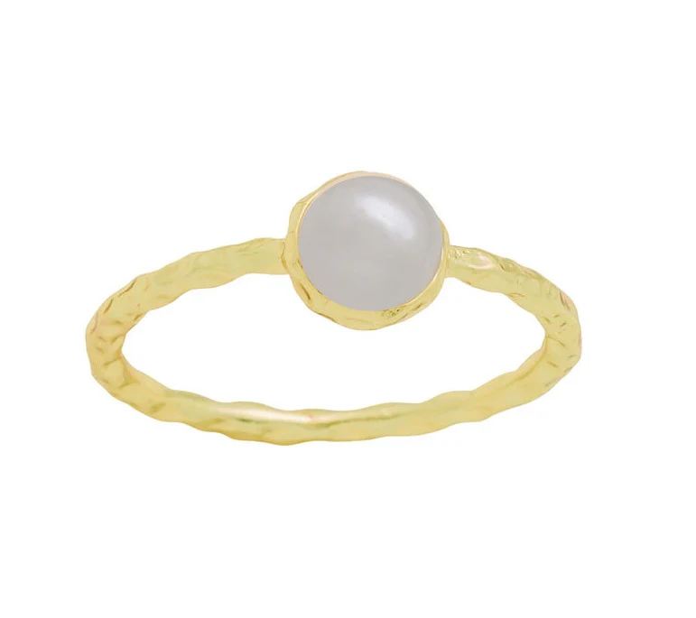 Round Pearl Gold Layers Ring - Image 5