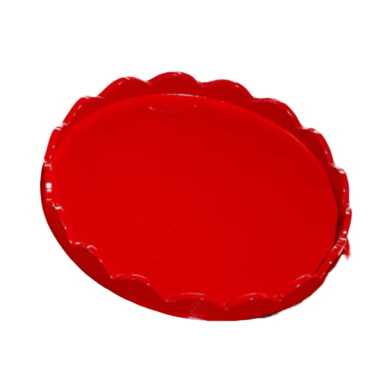 Round Red Scalloped Tray - Sold Individually - Image 3