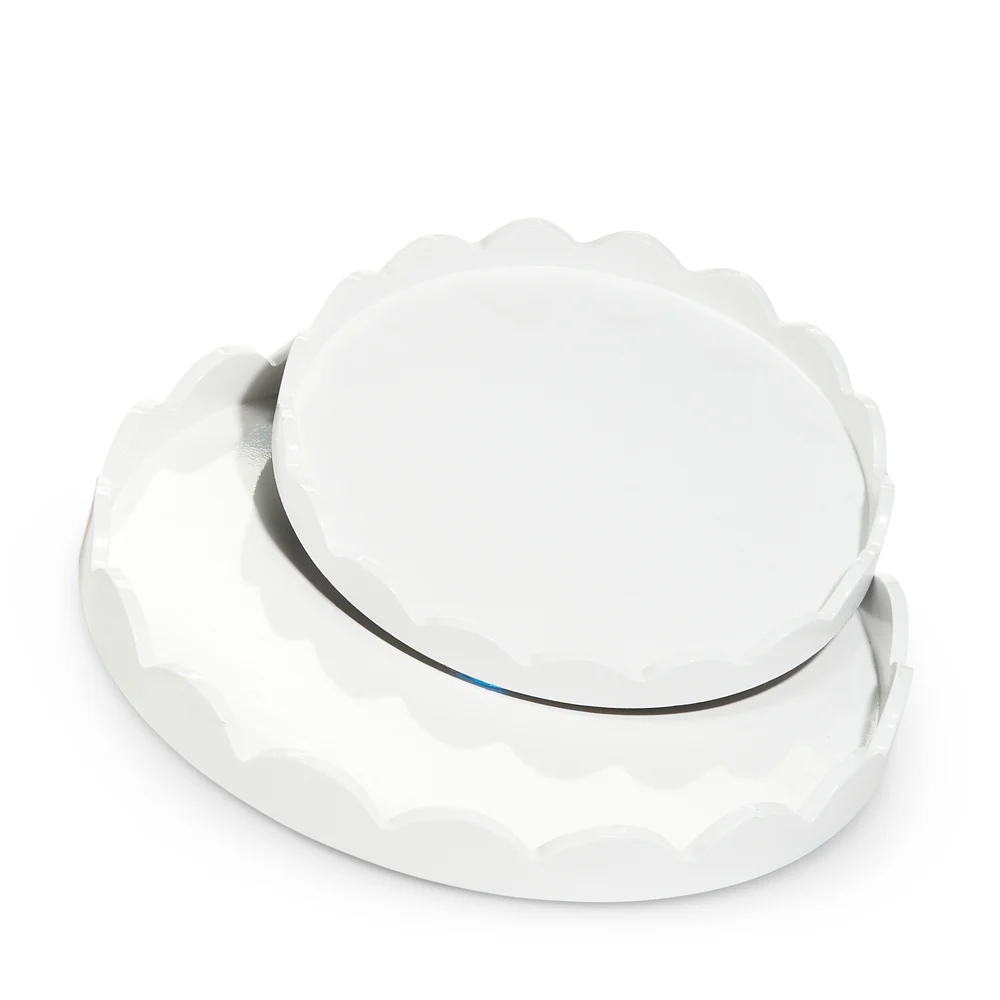 Round White Scallop Tray - Sold Individually