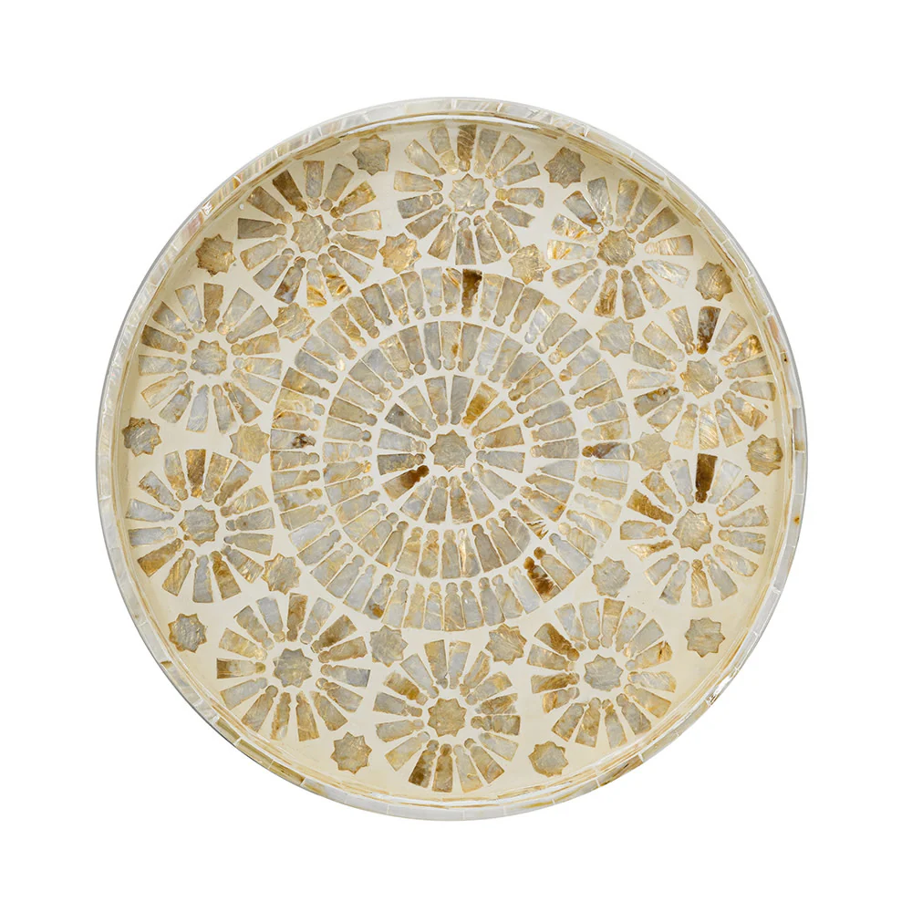 Round Wooden Accent Tray