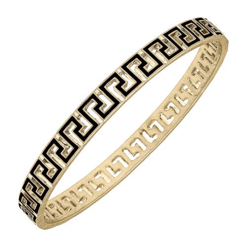 Ryan Game Day Greek Keys Enamel Bangle In Burnt Black