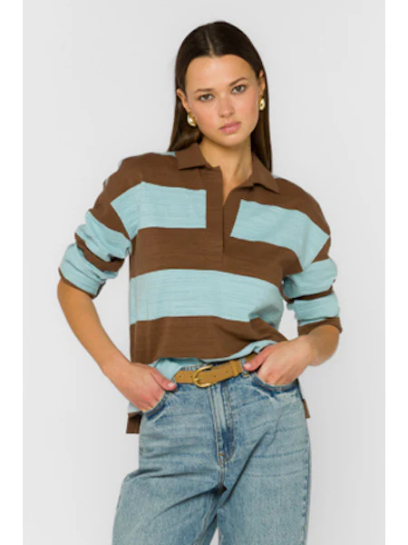 Sailor Long Sleeve Pop Over Rugby Polo Top - Image 8