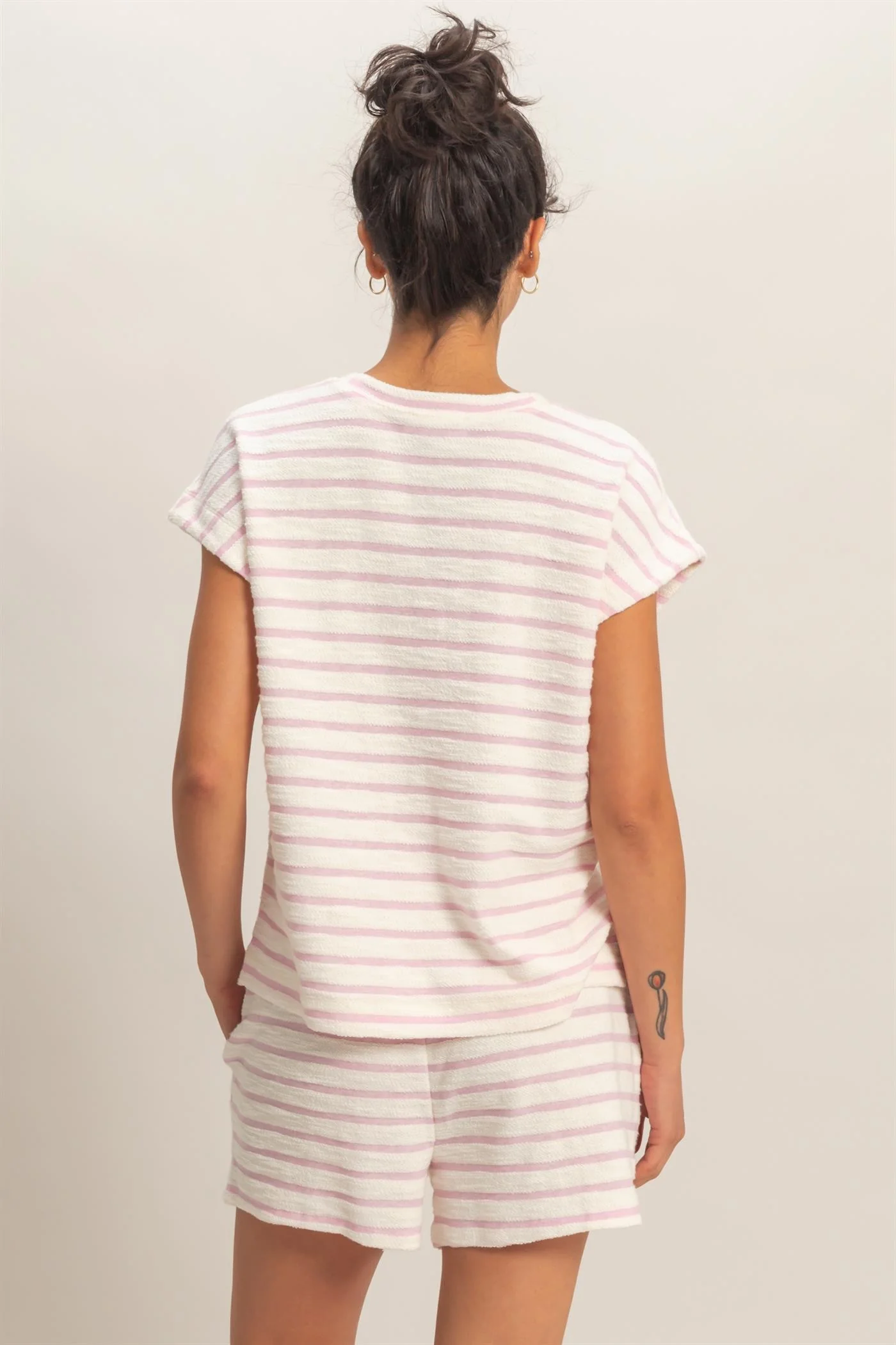 Sandra Striped Round Neck Short Sleeve Top - Image 3
