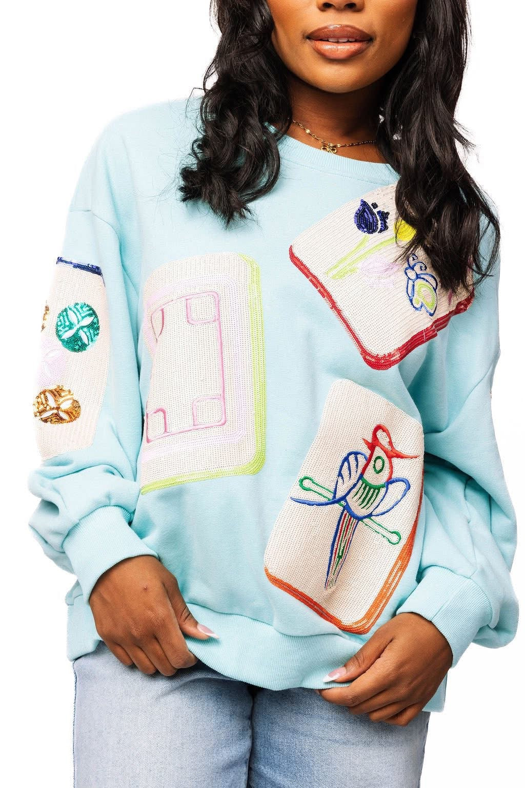 Sandy Scattered Mahjong Tile Sweatshirt - Image 4