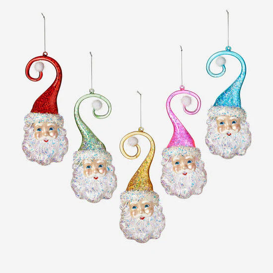 Santa Multi Colored Swirl Hat Ornament