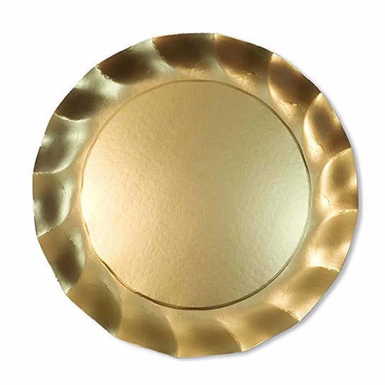 Satin Gold Wavy Paper Dinner Plates - Image 2