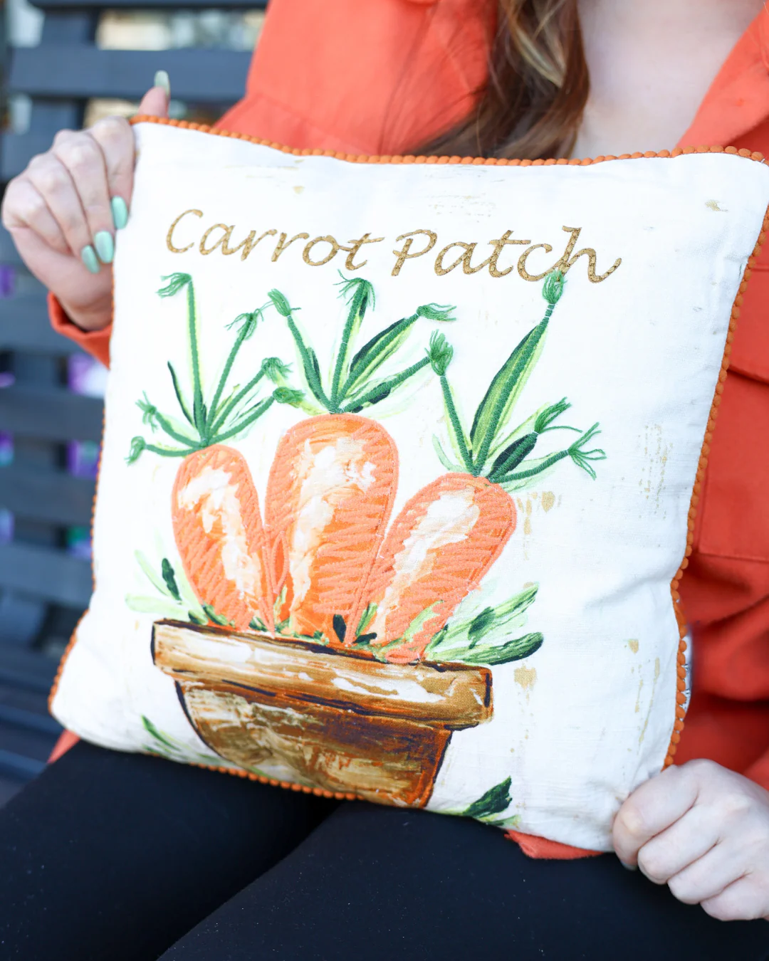 “SB” 14” Carrot Patch Pillow - Image 5