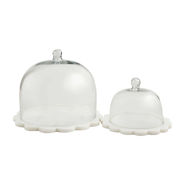 Scalloped Marble Cloche