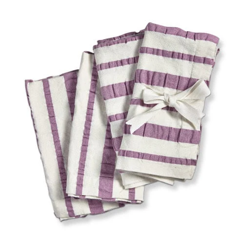 Seersucker Stripe Napkin Lavender - Sold as Set - Image 2