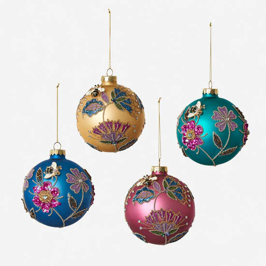 Sequin Floral Ball Ornament