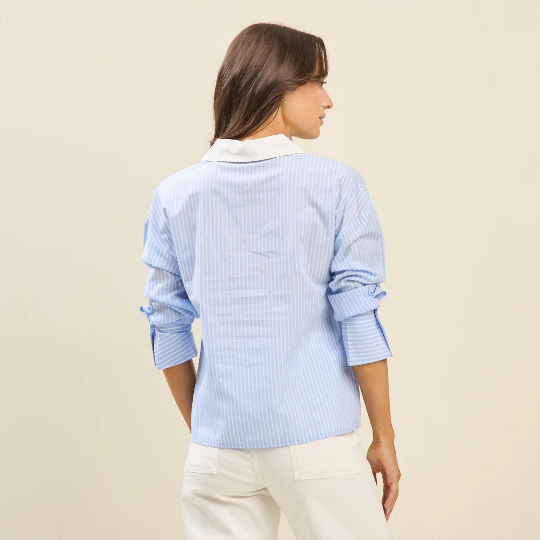 Shanie Colorblock Pinstripe Blouse - Image 3