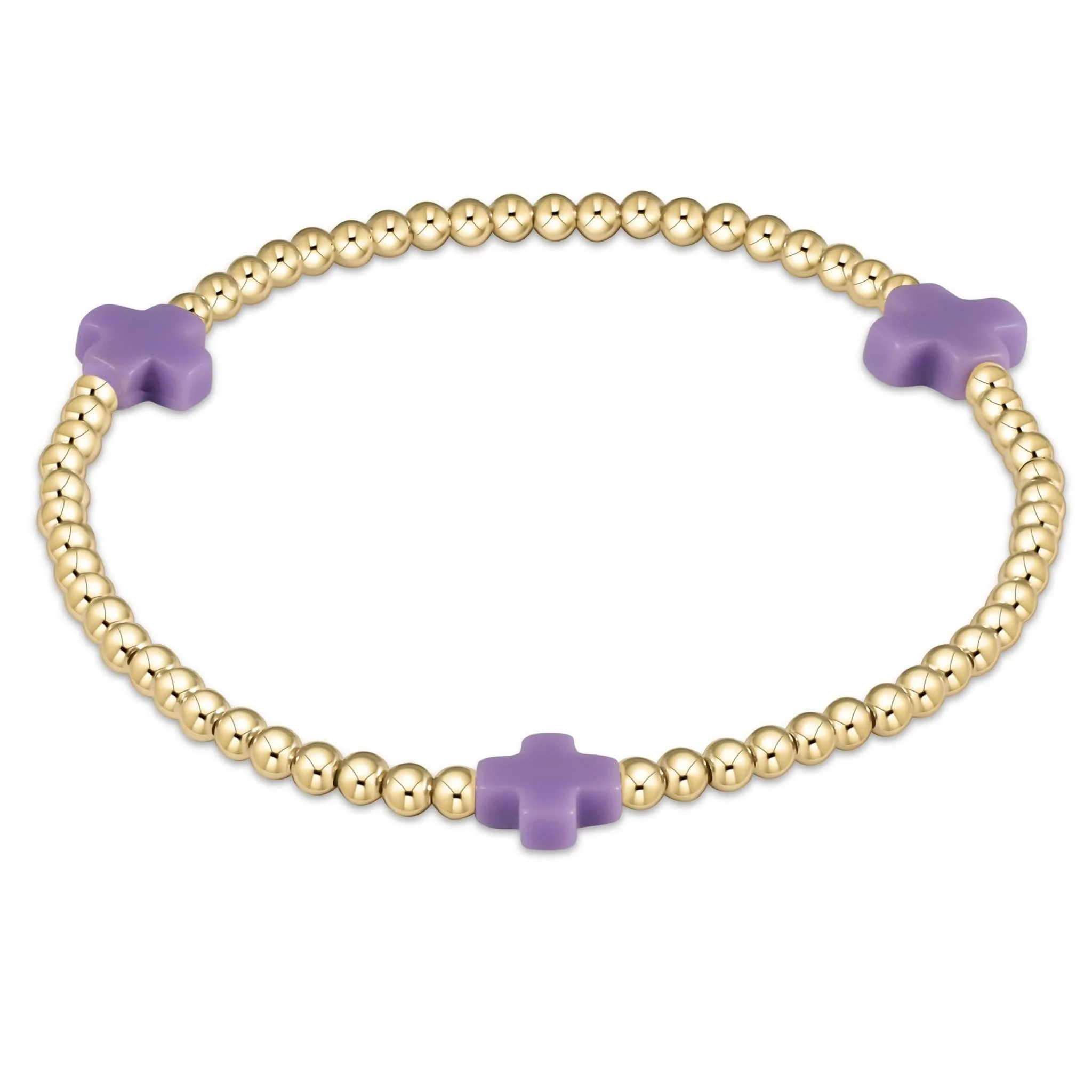Signature Cross Gold Pattern 3mm Bead Bracelet - Image 2