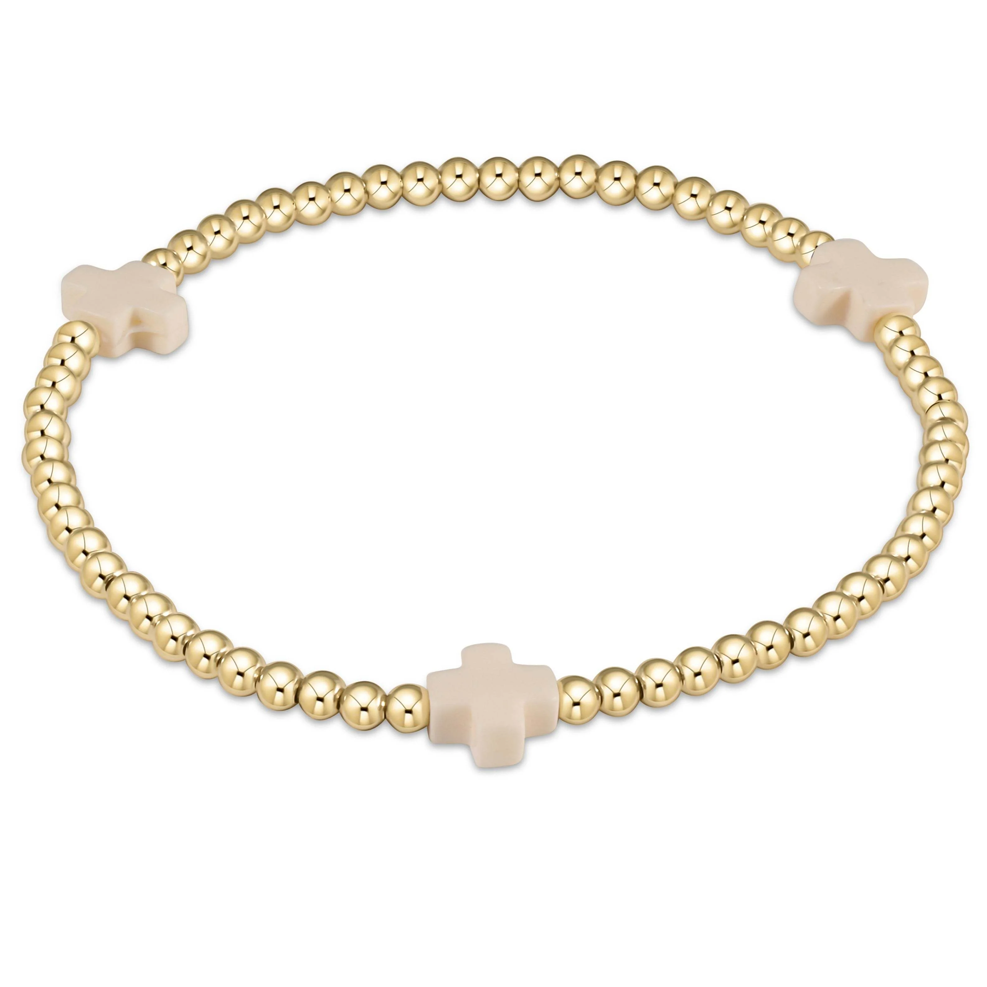 Signature Cross Gold Pattern 3mm Bead Bracelet - Image 24
