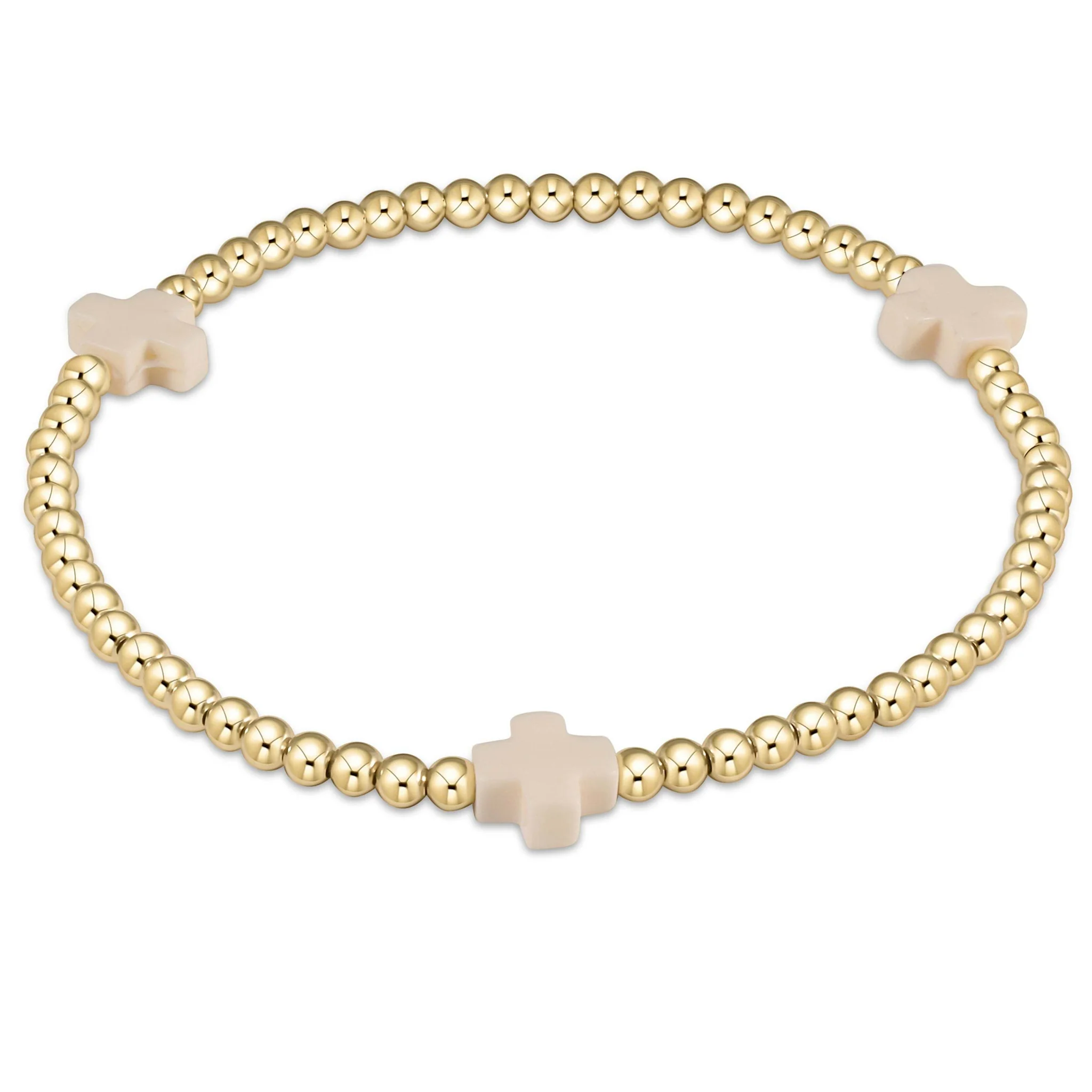 Signature Cross Gold Pattern 3mm Bead Bracelet - Image 8