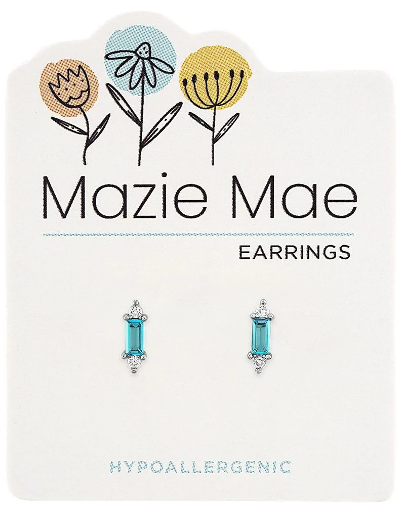 Silver Aquamarine Solitaire Stud Mazie Mae Earring