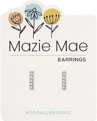 Silver CZ Bar Stud Mazie Mae Earring
