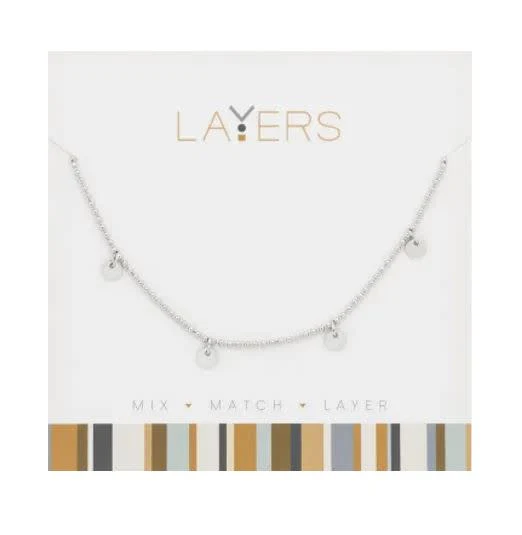 Silver Decorative Disc Layers Necklace