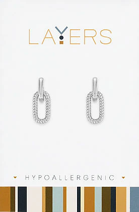 Silver Double Link Huggie Layers Earrings