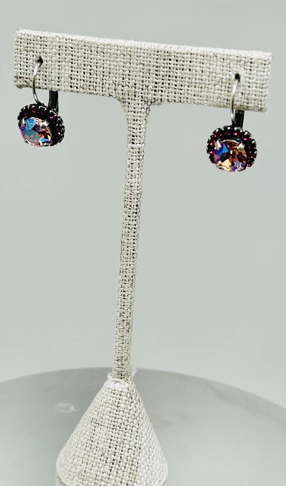 Silver Earrings Fuchsia  Stone Pave - Image 2