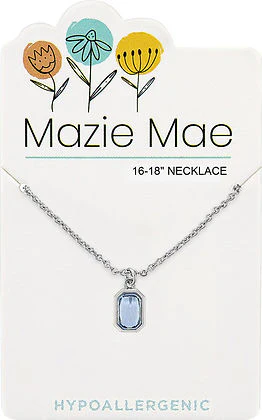 Silver Light Sapphire Radiant Mazie Mae Necklace