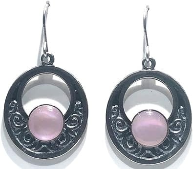 Silver Loop With Center Stone Earrings