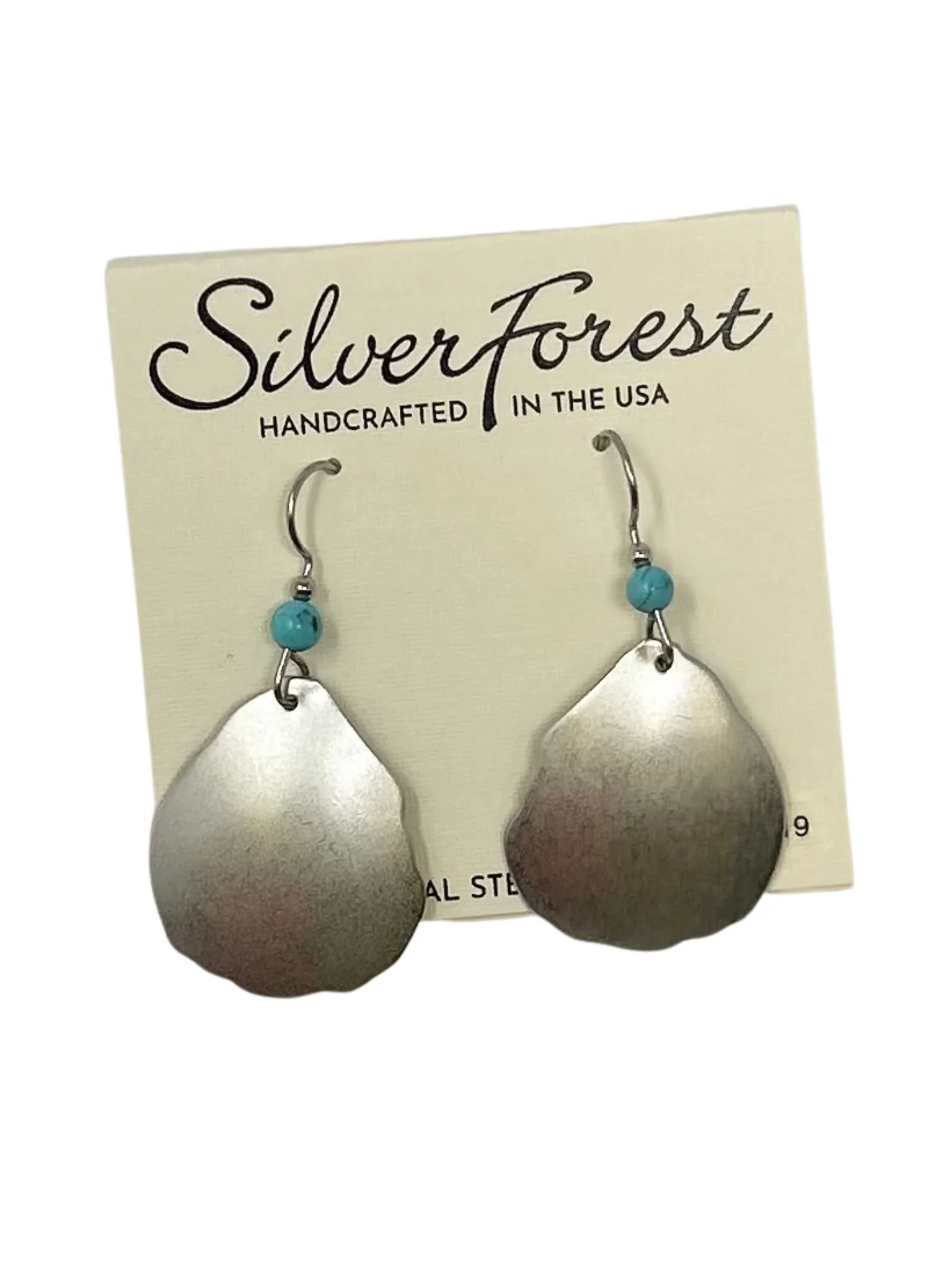 Silver-Mod Teardrop & Bead Earrings