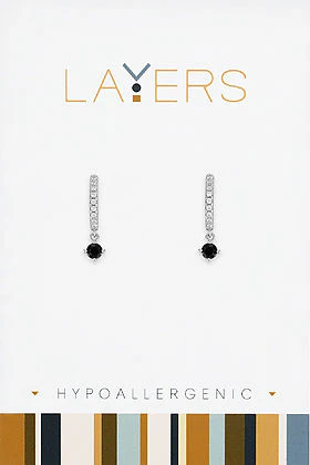 Silver Petite Jet Black CZ Huggie Layers Earrings