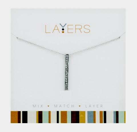 Silver Single Bar Layers Necklace