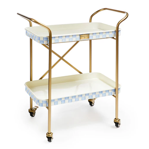 Mackenzie Childs Sky Check 2-Tier Kitchen Cart