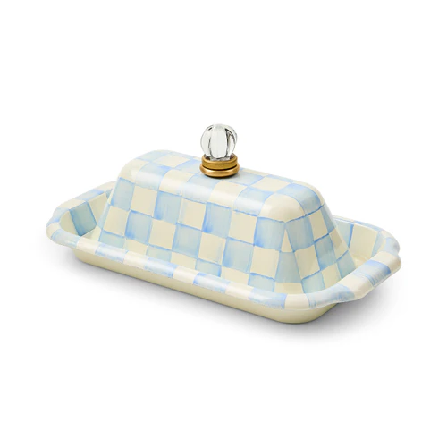 Mackenzie Childs Sky Check Butter Box