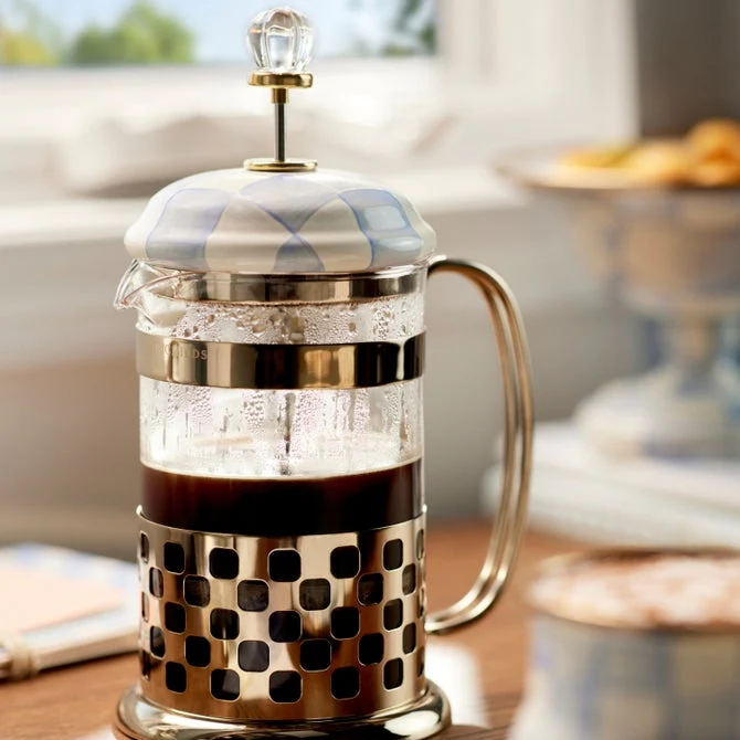 Mackenzie Childs Sky Check French Press - Image 3
