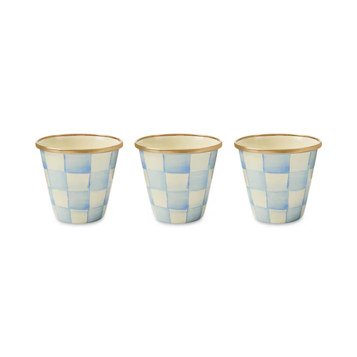 Mackenzie Childs Sky Check Herb Pots - Sold Individually