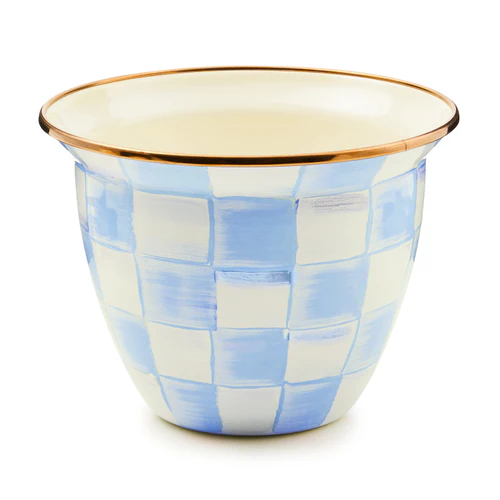 Mackenzie Childs Sky Check Large Flower Pot