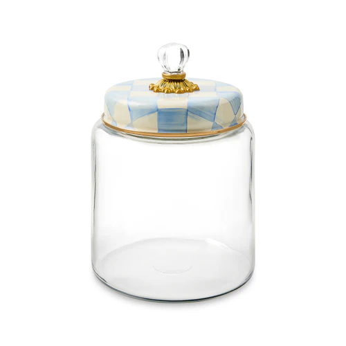 Mackenzie Childs Sky Check Large Kitchen Canister