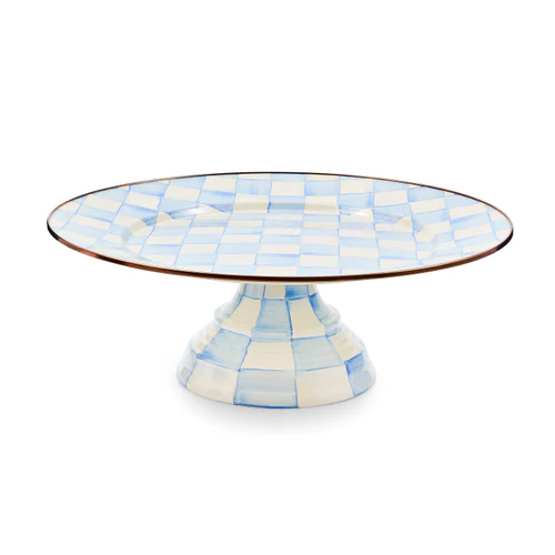 Mackenzie Childs Sky Check Large Pedestal Platter