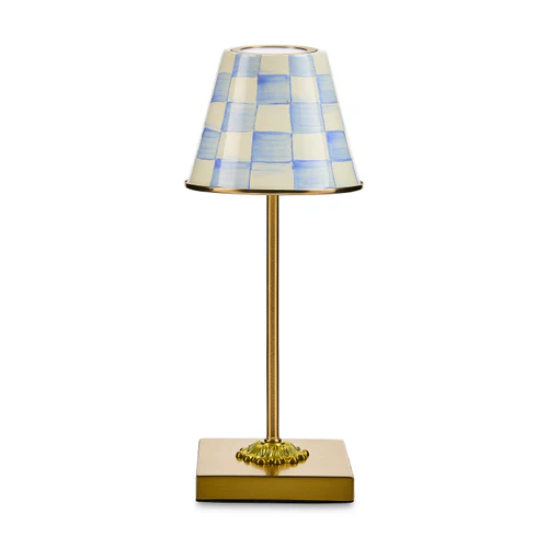 Mackenzie Childs Sky Check Led Rechargeable Cafe Table Lamp