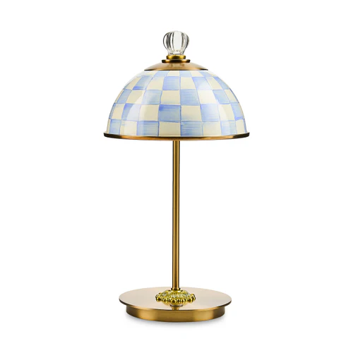 Mackenzie Childs Sky Check Led Rechargeable Dome Table Lamp