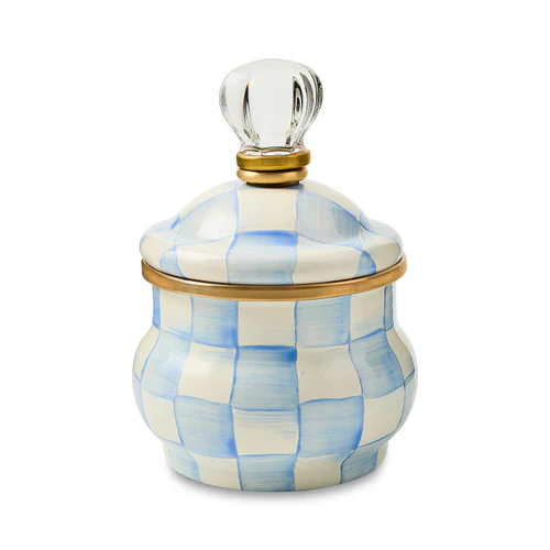 Mackenzie Childs Sky Check Lidded Sugar Bowl