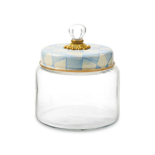 Mackenzie Childs Sky Check Medium Kitchen Canister