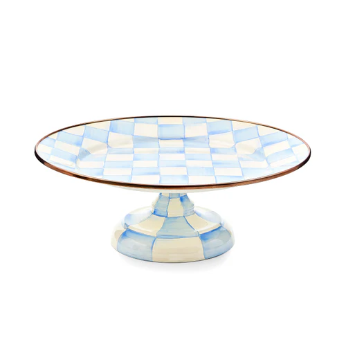 Mackenzie Childs Sky Check Small Pedestal Platter