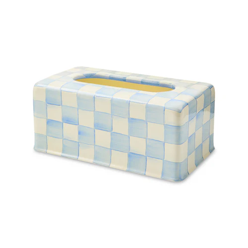 Mackenzie Childs Sky Check Standard Tissue Box Cover
