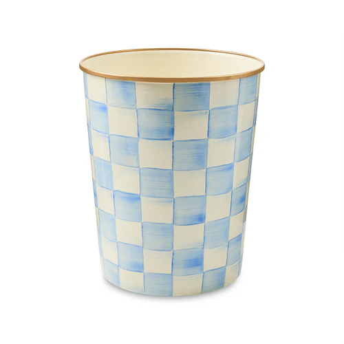 Mackenzie Childs Sky Check Waste Bin