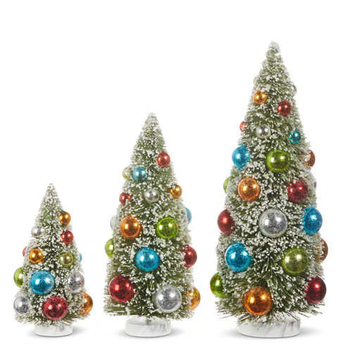 Snowy Bottle Brush Trees Orn