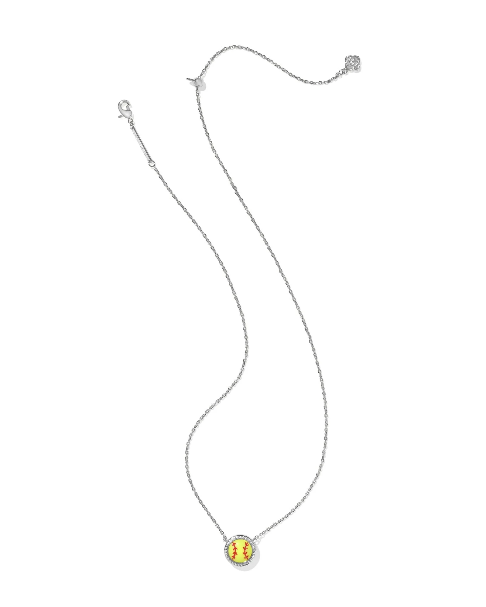 Softball Short Pendant Necklace Silver - Image 2