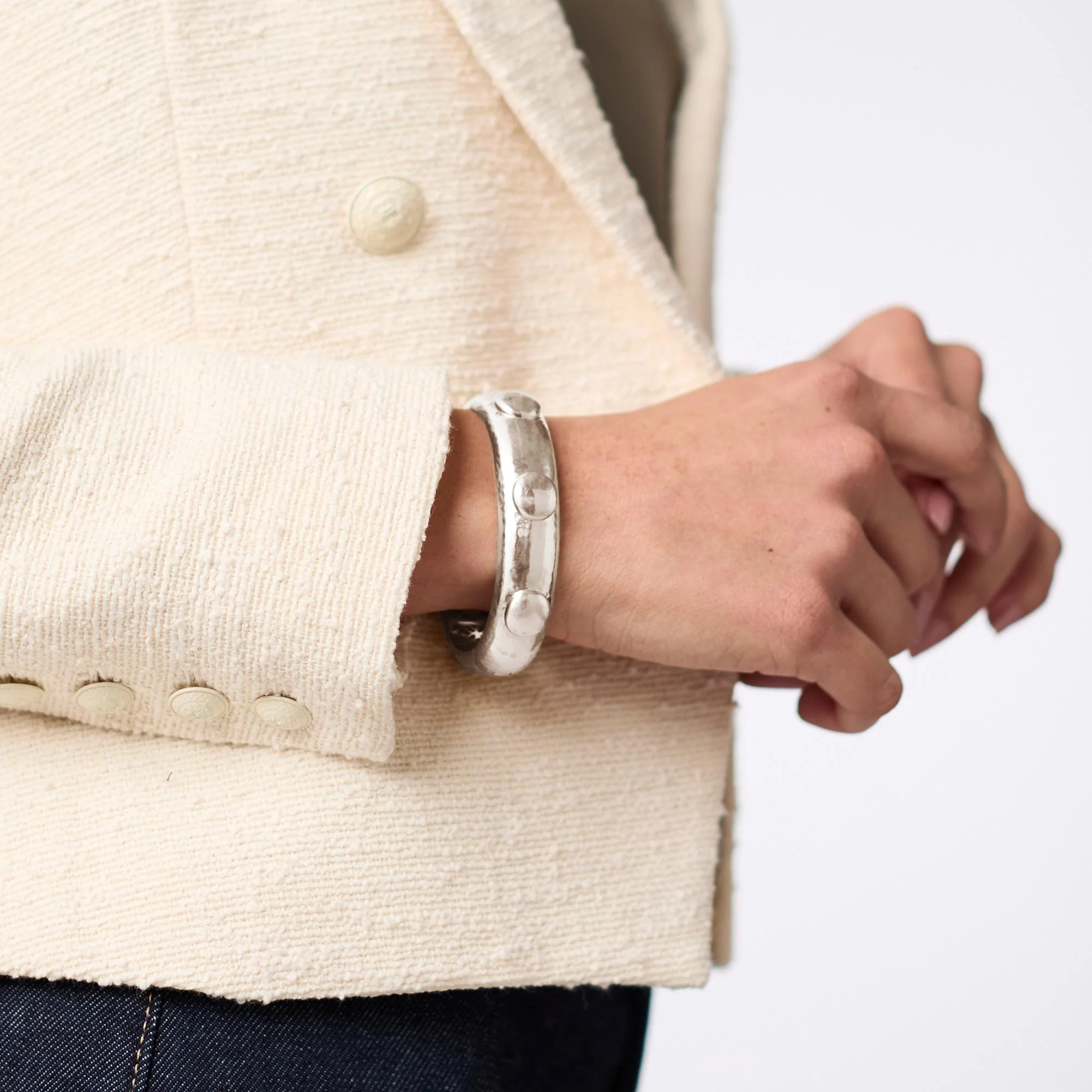 Solara Hinge Bangle - Silver - Image 2