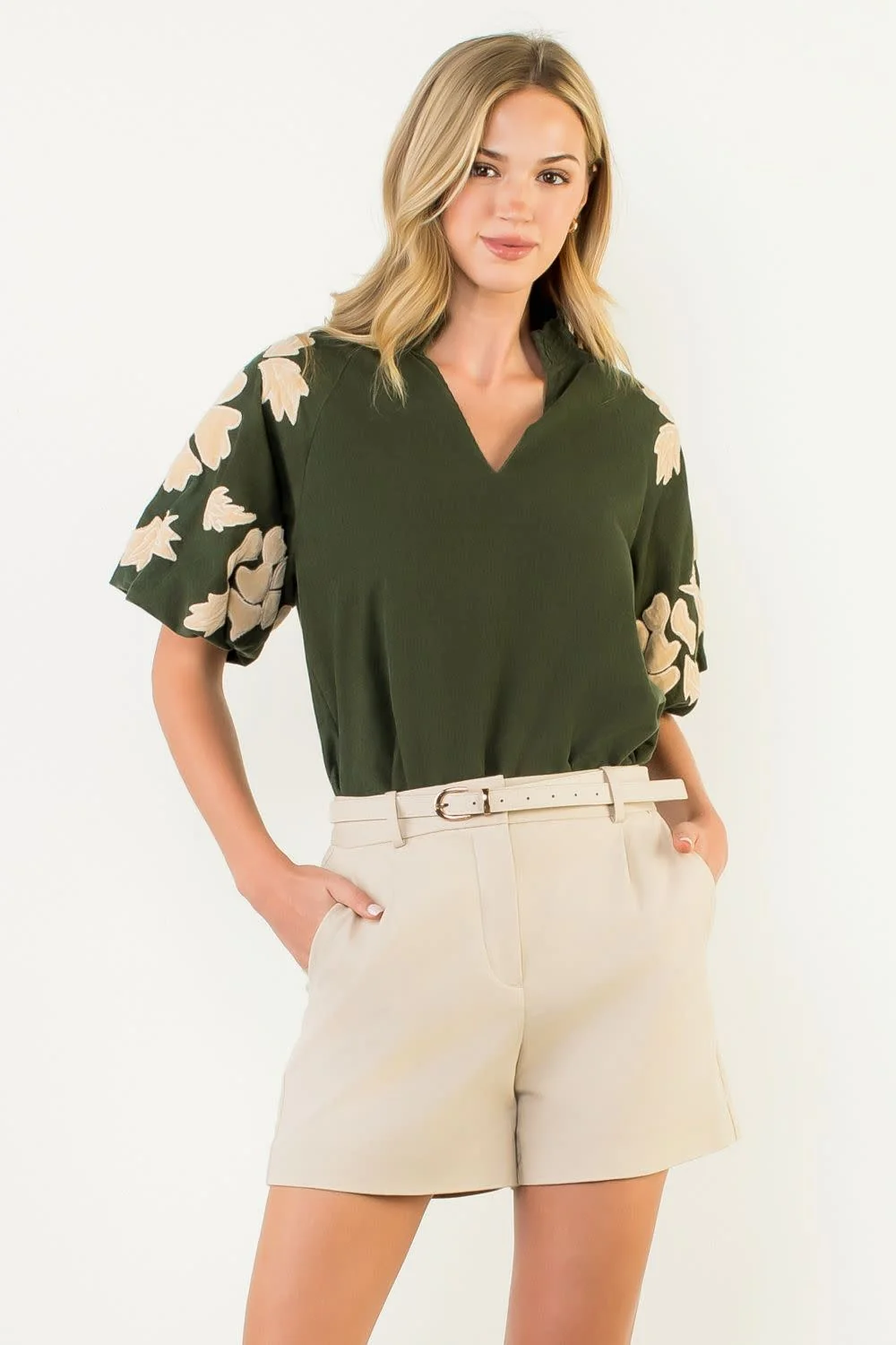 Sophia Embroidered Chenille Floral Puff Sleeve Top - Image 5