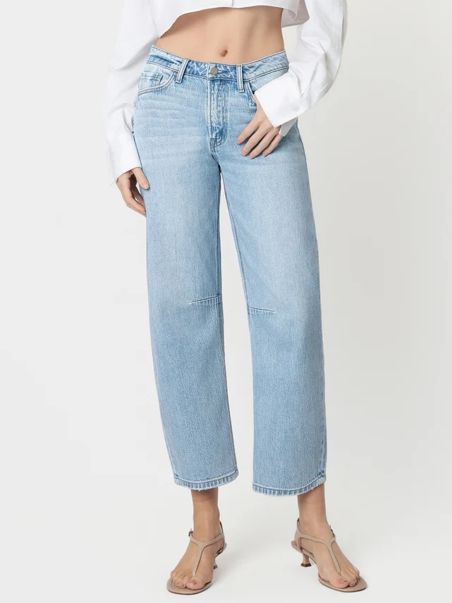 Kate High Rise Light Wash Wide Barrel Jeans - Image 8