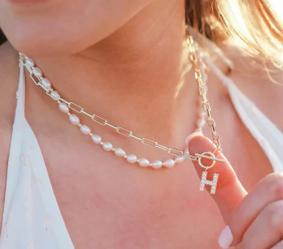 Sparkle Mini Toggle Initial Necklace
