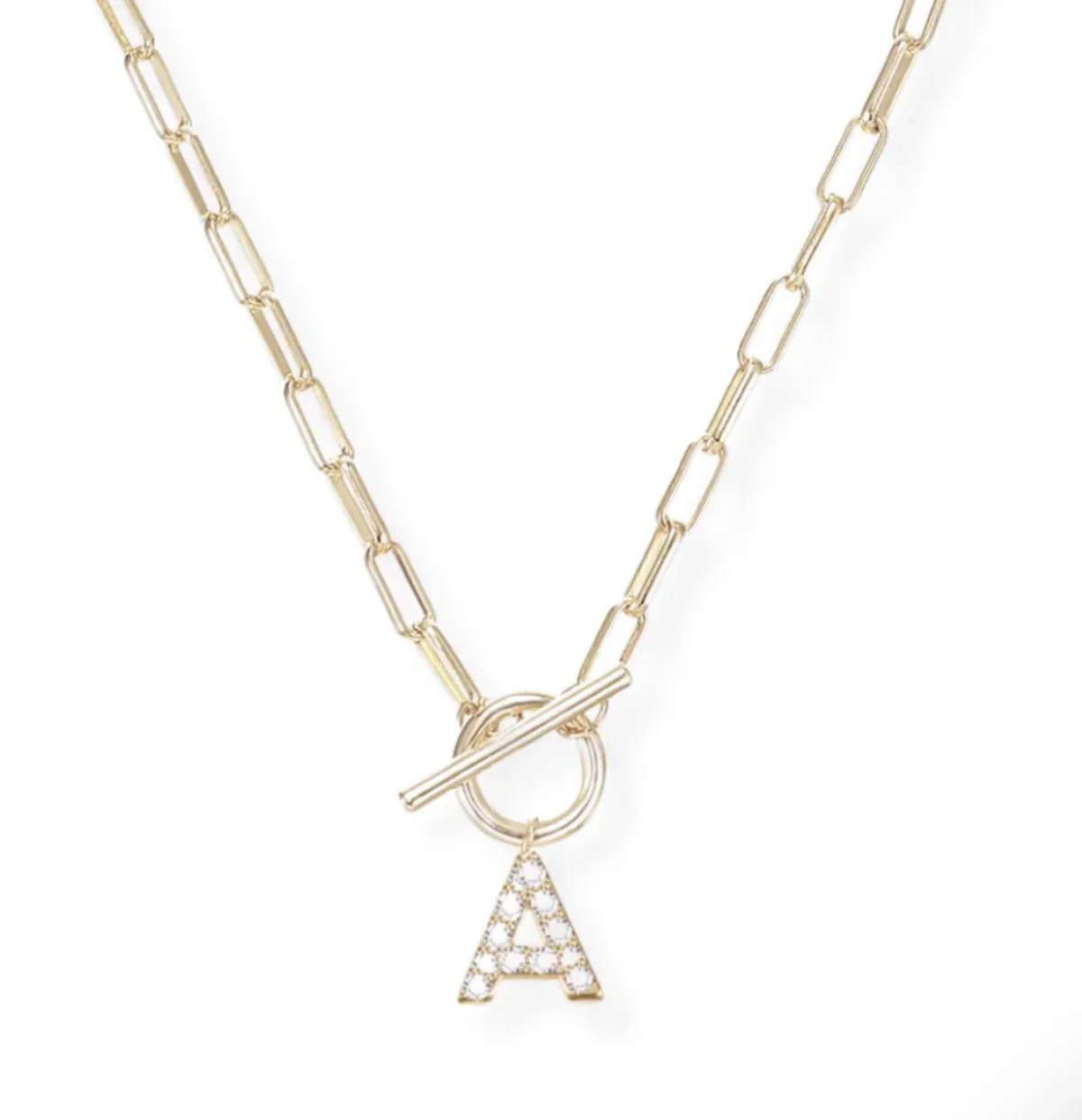 Sparkle Mini Toggle Initial Necklace - Image 2