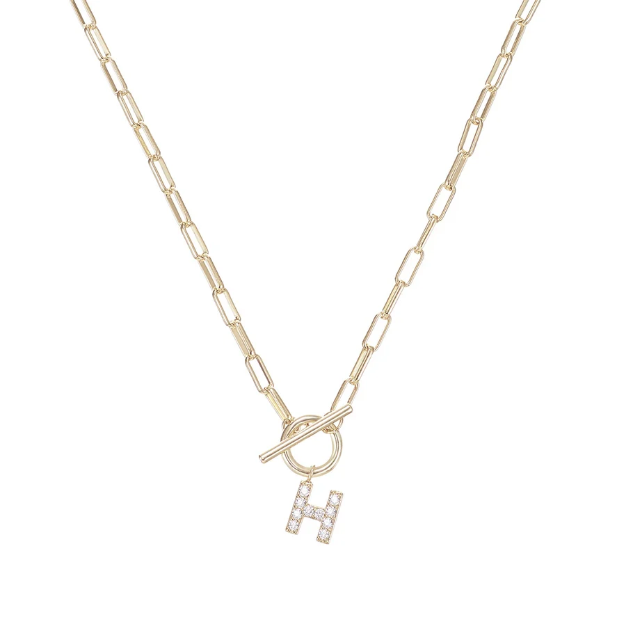 Sparkle Mini Toggle Initial Necklace - Image 3